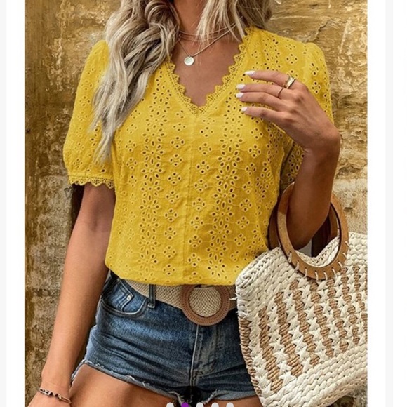 New Yellow Lace V-Neck Short-Sleeve Top - Women & Plus
Z Avenue from Zulily 2X - Picture 2 of 10